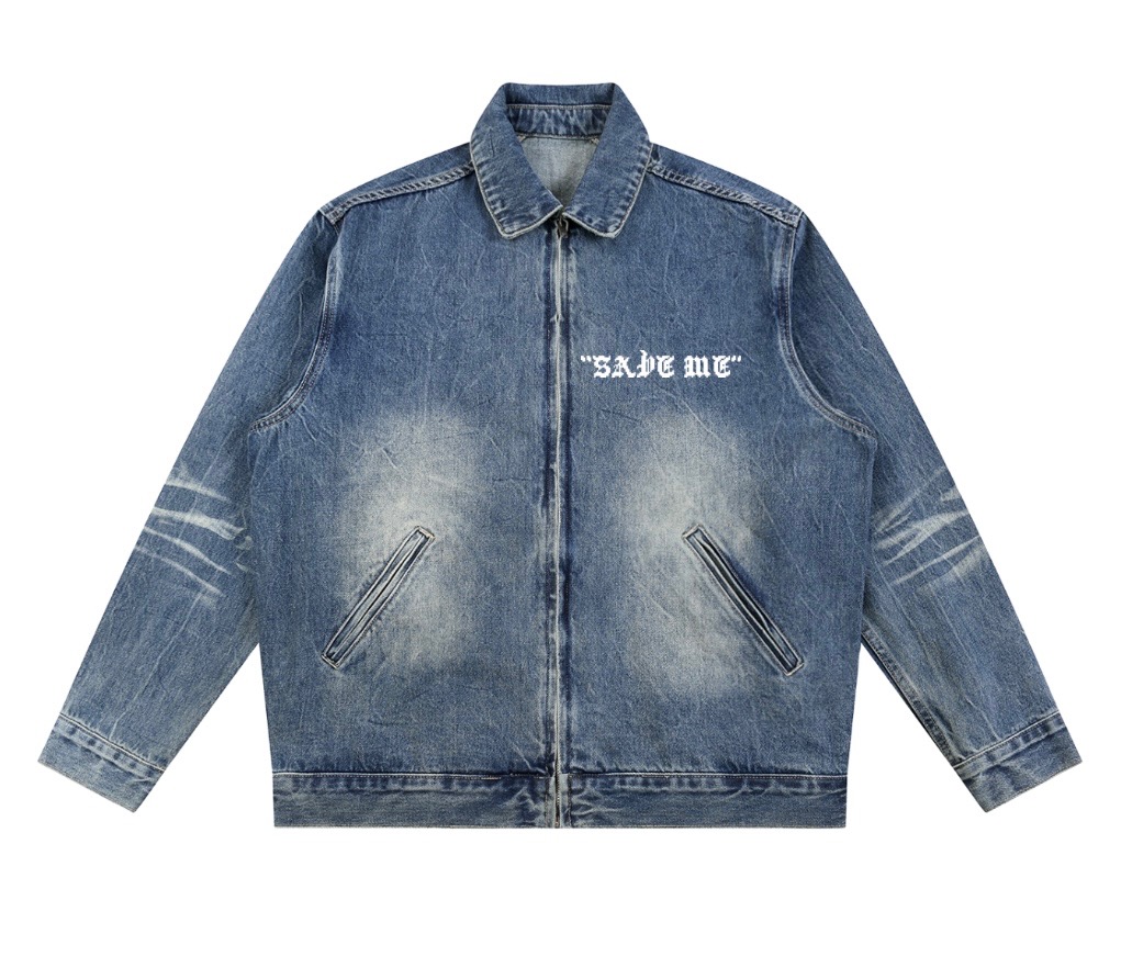 Washed denim work jacket