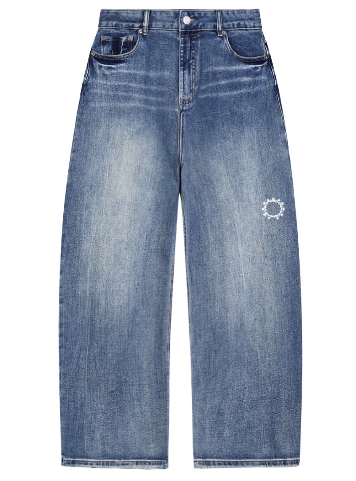 Stonewash blue wide-leg denim